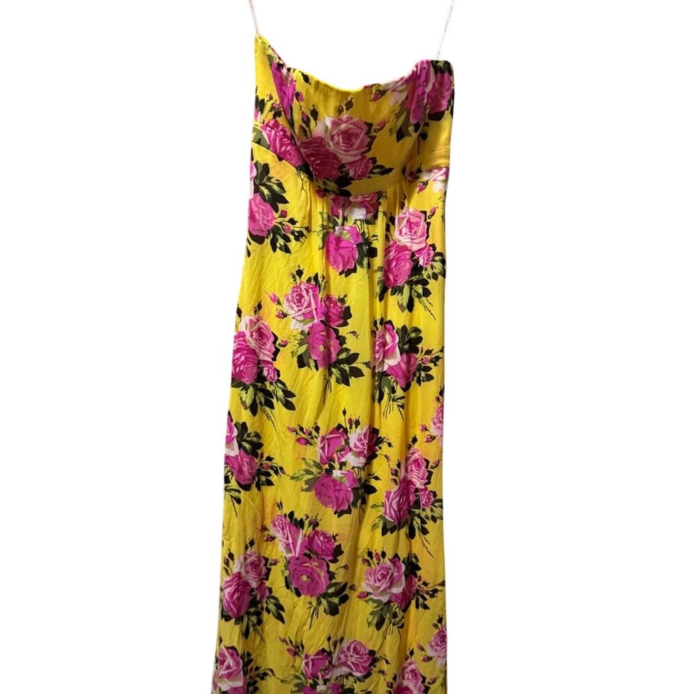 Betsey Johnson Strapless Yellow and Pink Floral Dress